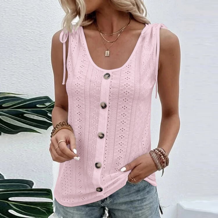 💁♀️2024 Luźna kamizelka z okrągłym dekoltem w jednolitym kolorze🌸👗