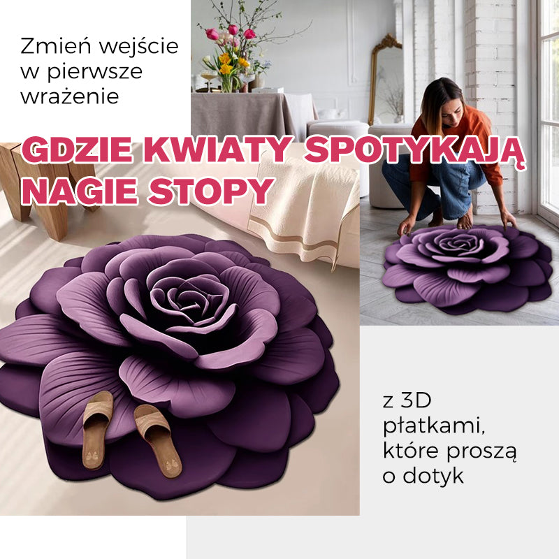 🌺Dywanik z Kwiatowym Pluszem i Ziemią Okrzemkową