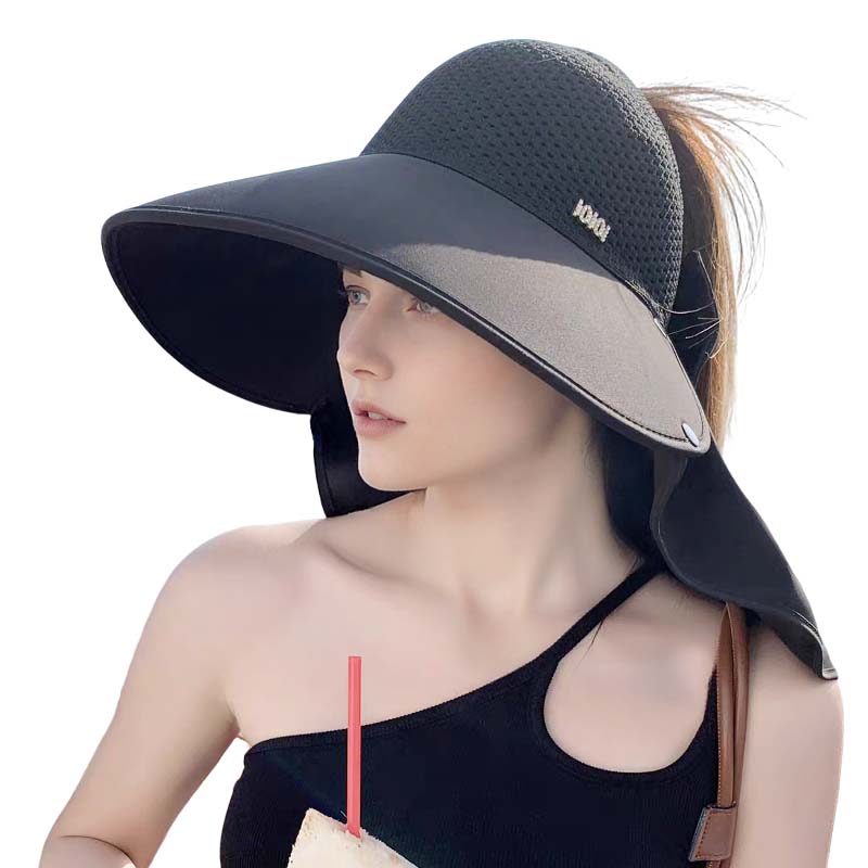 🌞Niezbędne akcesoria do ochrony przed słońcem latem 👒Kapelusz z szerokim rondem i odpinanym szalem na szyję