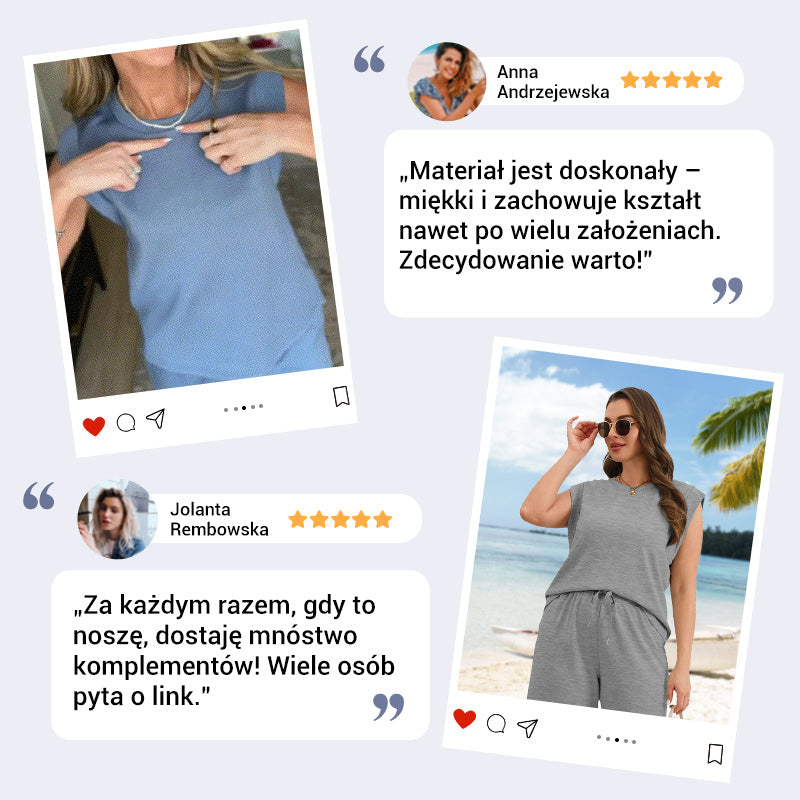 Damski casualowy zestaw: Top bez rękawów i spodnie z szerokimi nogawkami