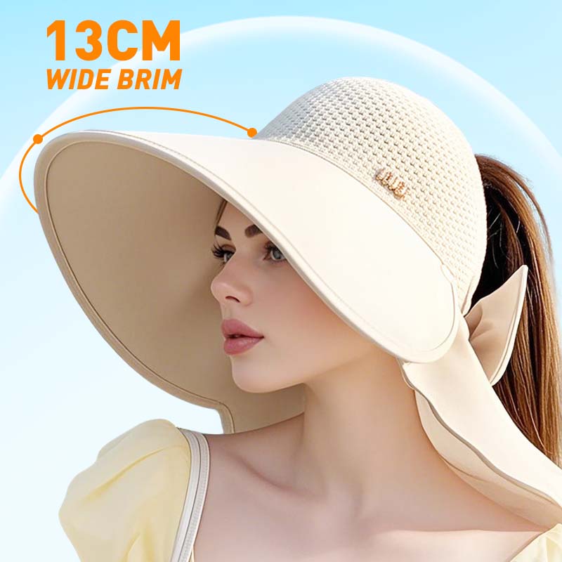 🌞Niezbędne akcesoria do ochrony przed słońcem latem 👒Kapelusz z szerokim rondem i odpinanym szalem na szyję