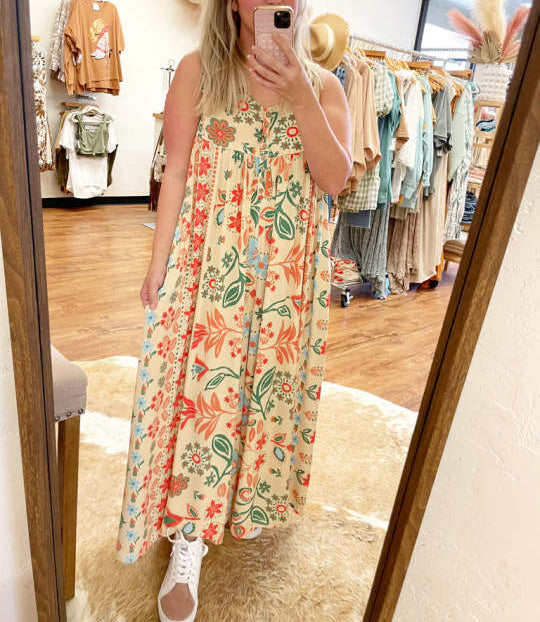 Luźny kombinezon bez rękawów w stylu vintage w kwiatowy print💁♀️