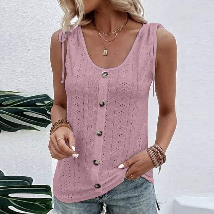 💁♀️2024 Luźna kamizelka z okrągłym dekoltem w jednolitym kolorze🌸👗