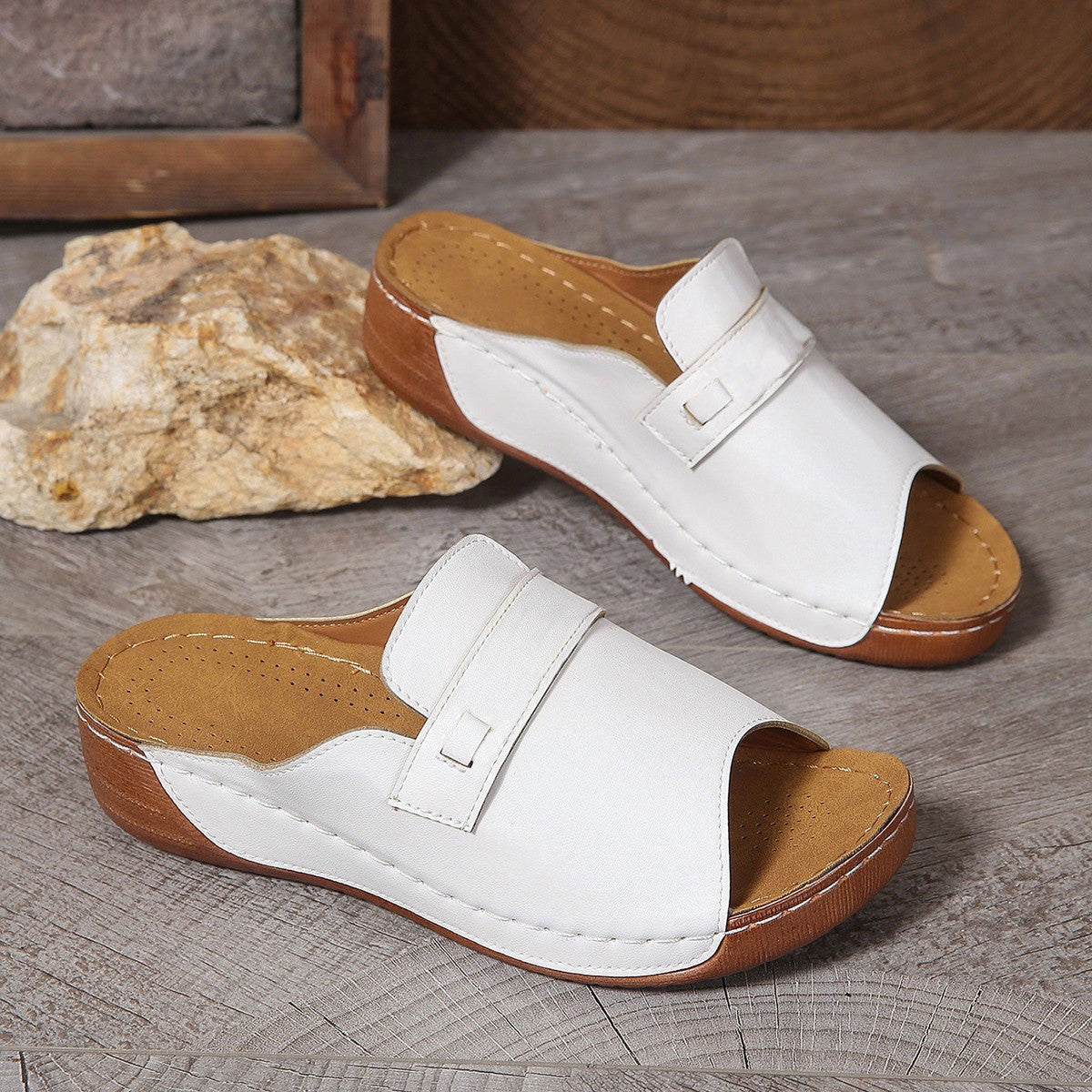 ✨【36-43】Lekko gradientowe kapcie damskie z grubym dnem na pięcie