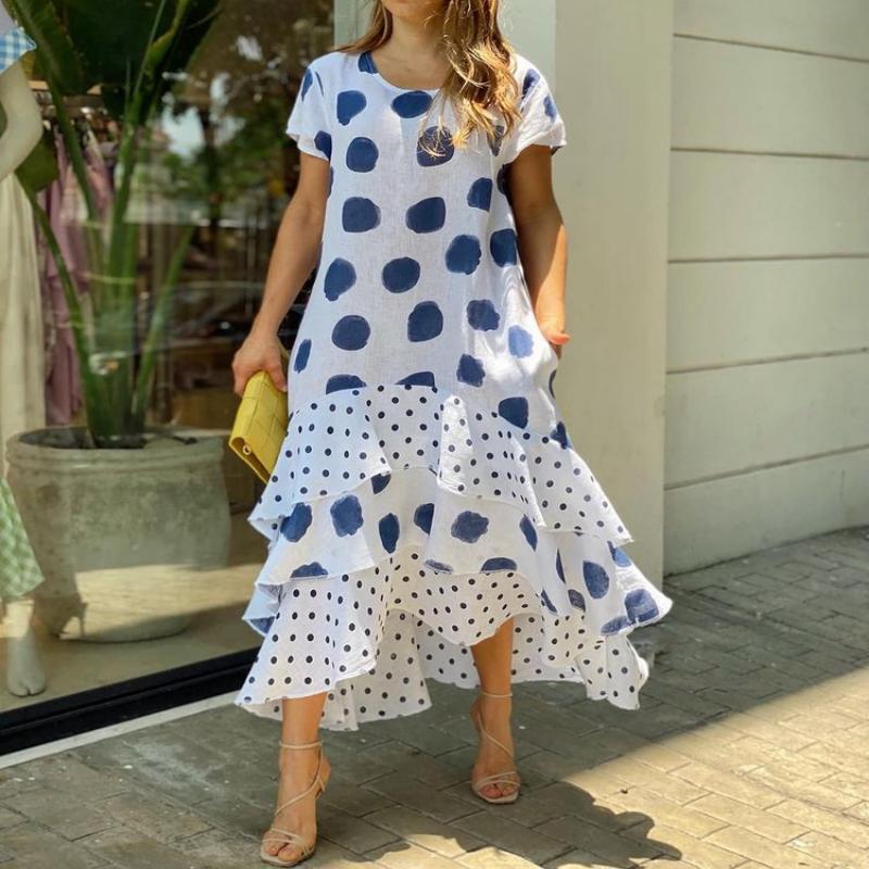 ✨2024 Sukienka Swing Maxi z nadrukiem w kropki👗