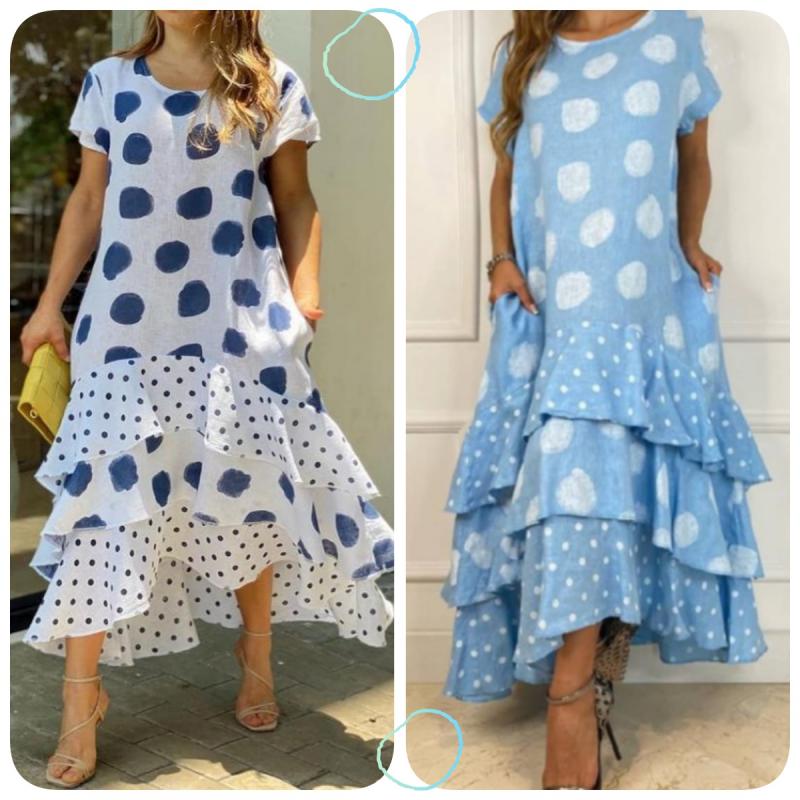 ✨2024 Sukienka Swing Maxi z nadrukiem w kropki👗