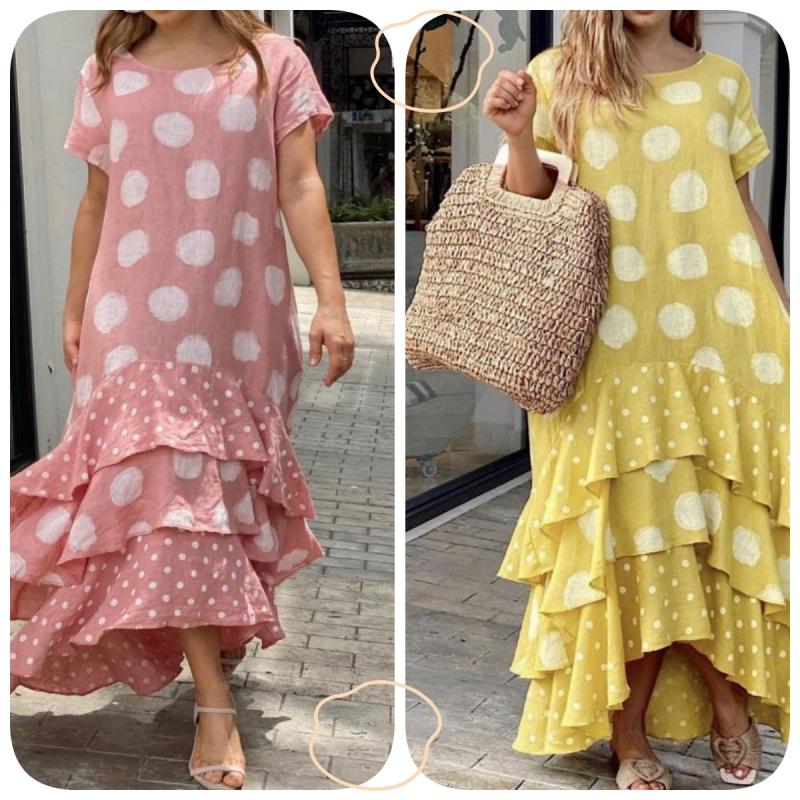 ✨2024 Sukienka Swing Maxi z nadrukiem w kropki👗