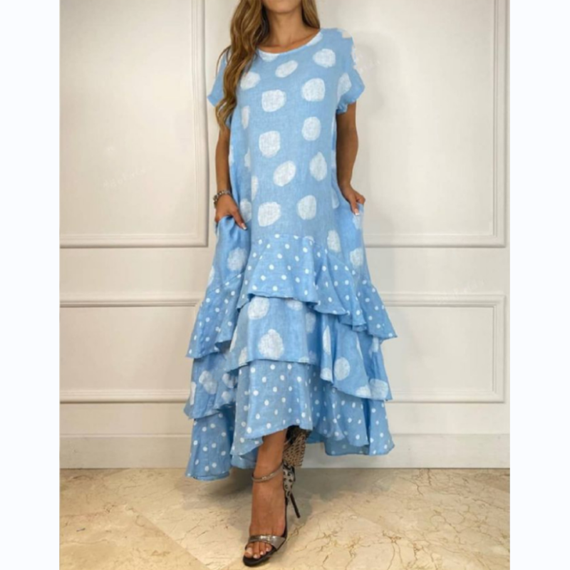✨2024 Sukienka Swing Maxi z nadrukiem w kropki👗