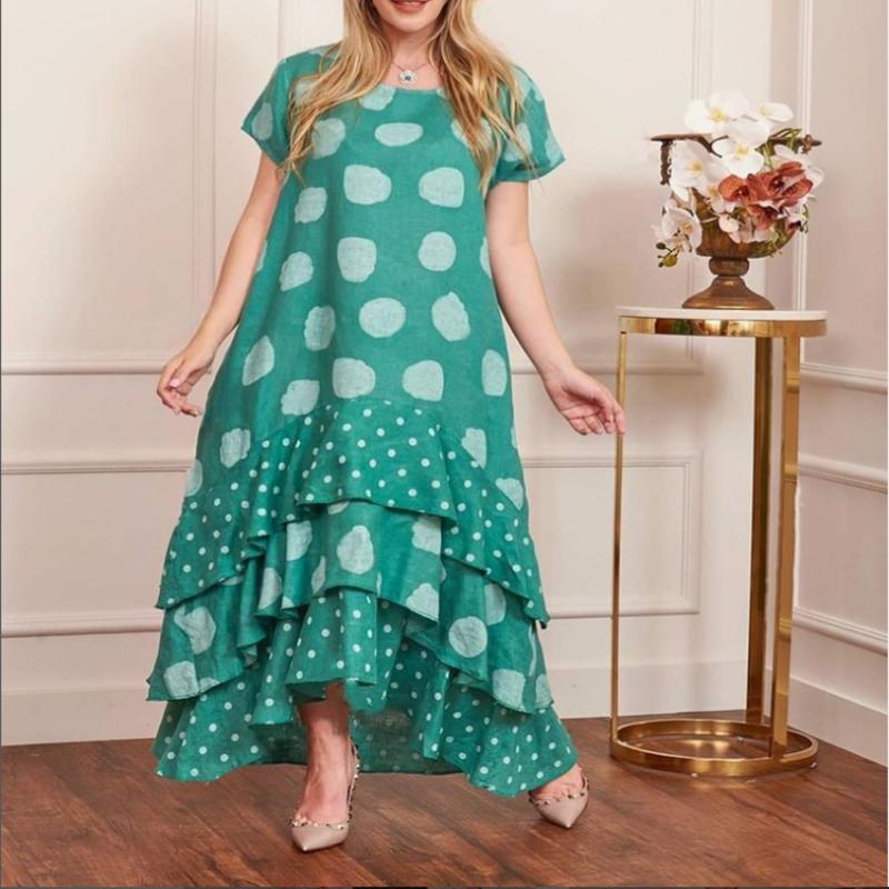 ✨2024 Sukienka Swing Maxi z nadrukiem w kropki👗