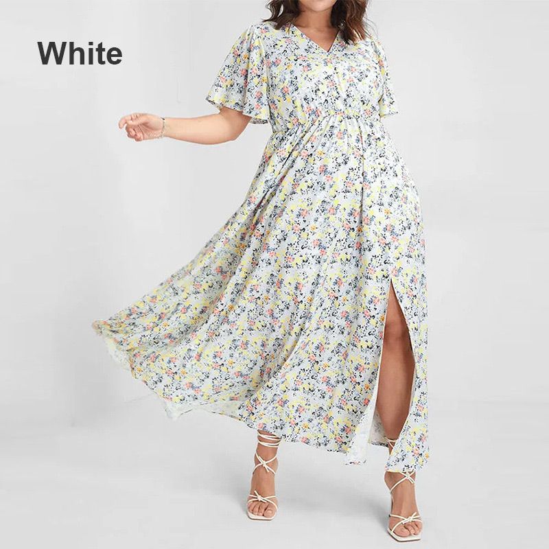 Damska sukienka maxi z elastyczną talią w kwiaty w stylu boho