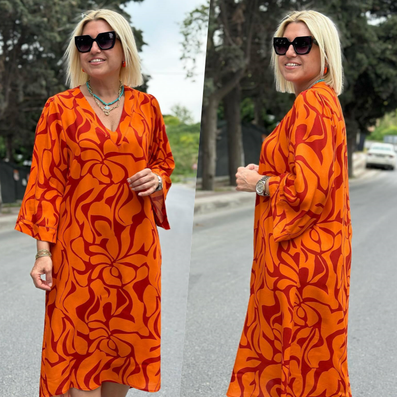 🌷Elegancka sukienka z nadrukiem dla kobiet plus size🌟