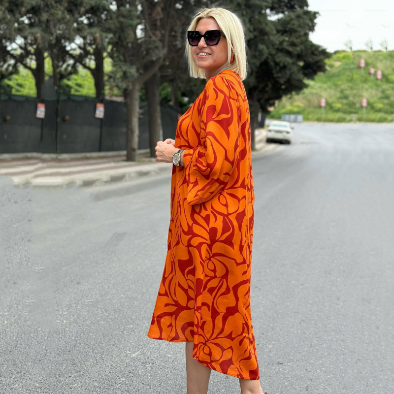 🌷Elegancka sukienka z nadrukiem dla kobiet plus size🌟