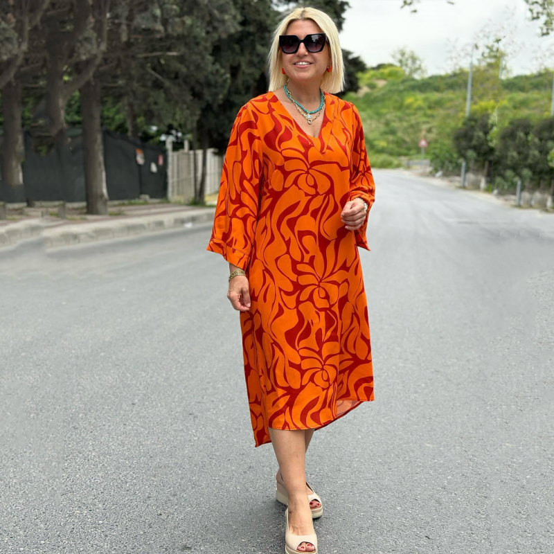 🌷Elegancka sukienka z nadrukiem dla kobiet plus size🌟