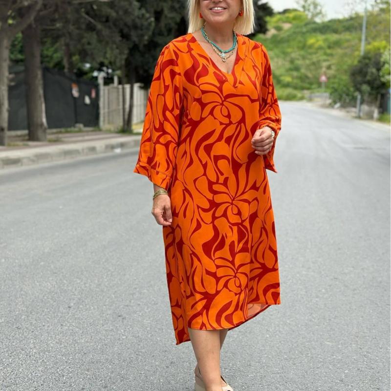 🌷Elegancka sukienka z nadrukiem dla kobiet plus size🌟