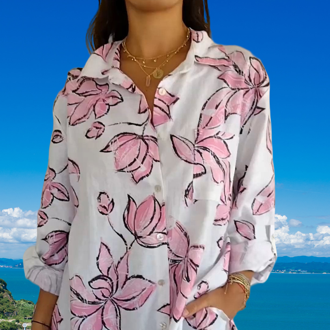 🌸 Modna Letnia Sukienka Koszulowa z Kwiatowym Nadrukiem - Idealna na Wakacje! 💐