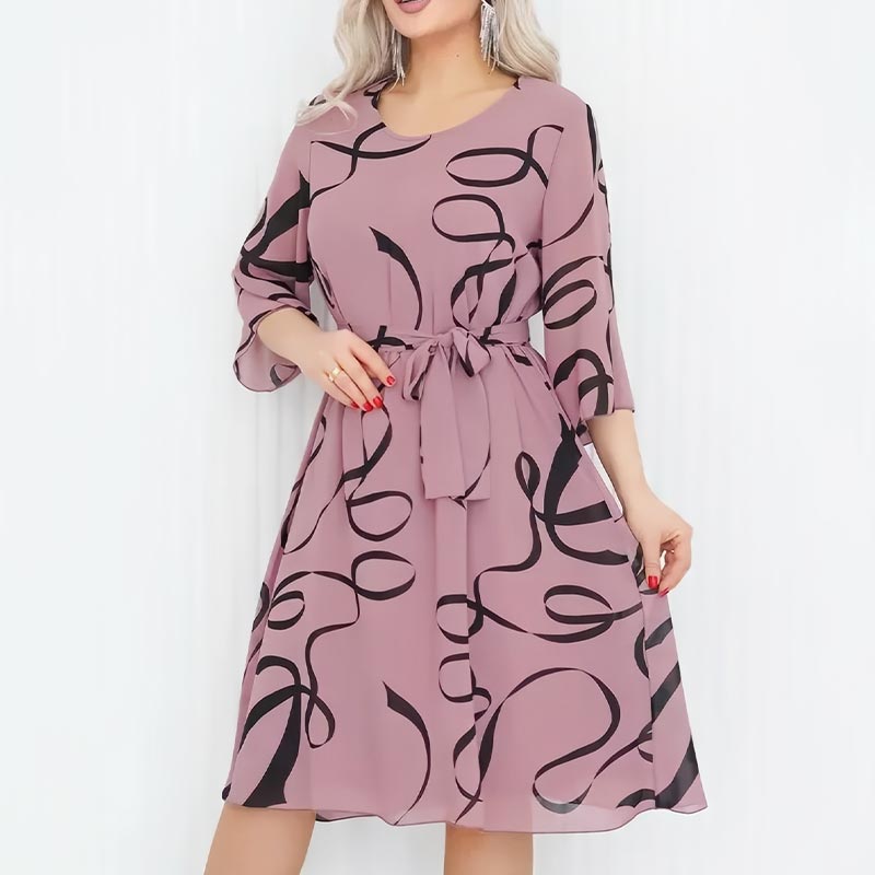 🌸2025 ELEGANCKA LUŹNA SUKIENKA MIDI Z MARSZCZONYMI RĘKAWAMI