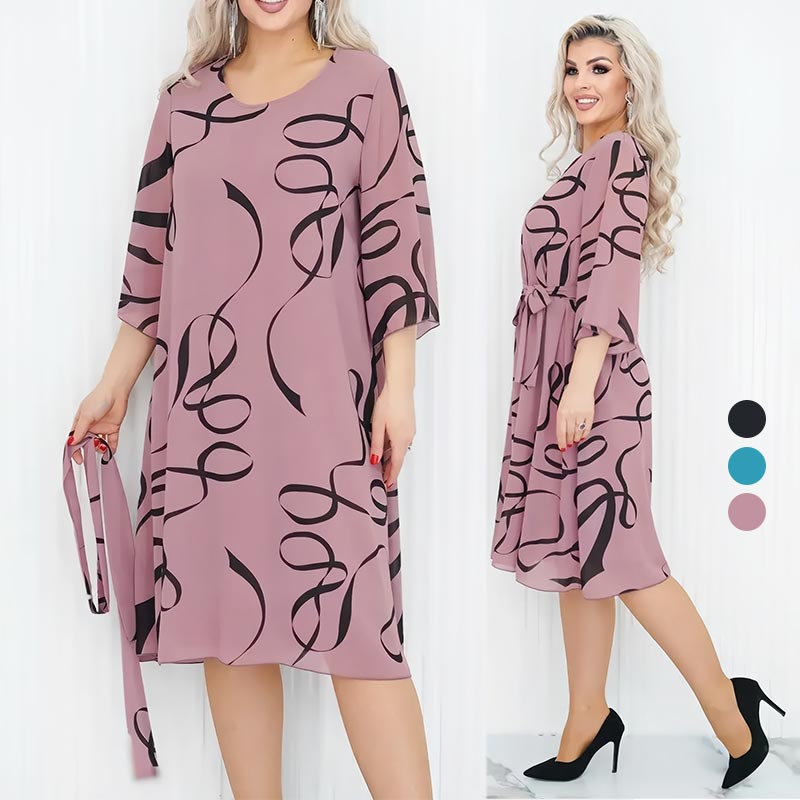 🌸2025 ELEGANCKA LUŹNA SUKIENKA MIDI Z MARSZCZONYMI RĘKAWAMI