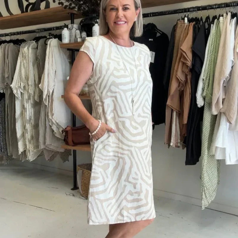 Boho Vintage Casualowa sukienka z nadrukiem👗