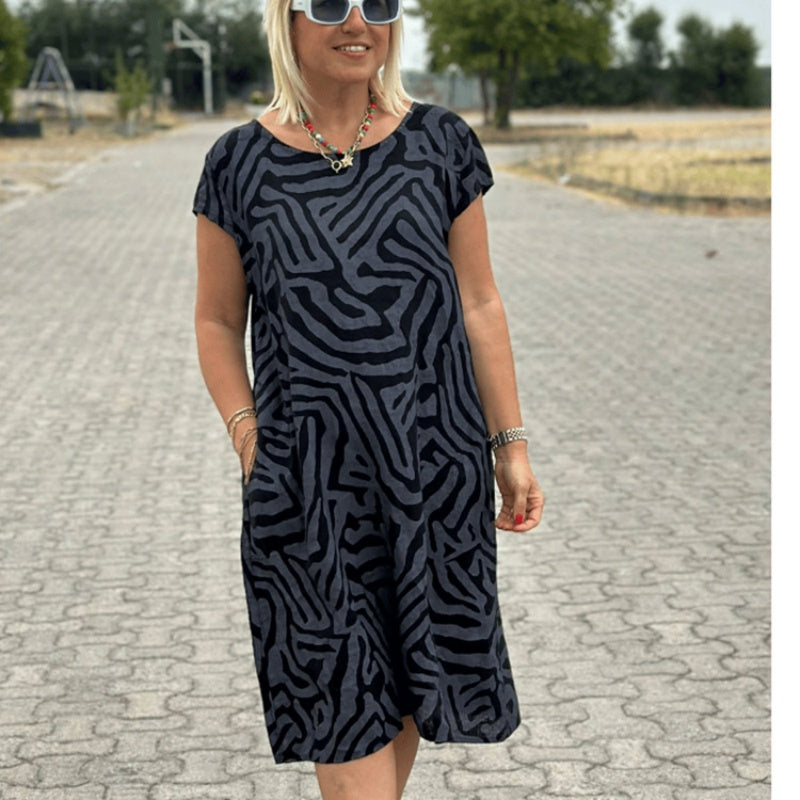 Boho Vintage Casualowa sukienka z nadrukiem👗