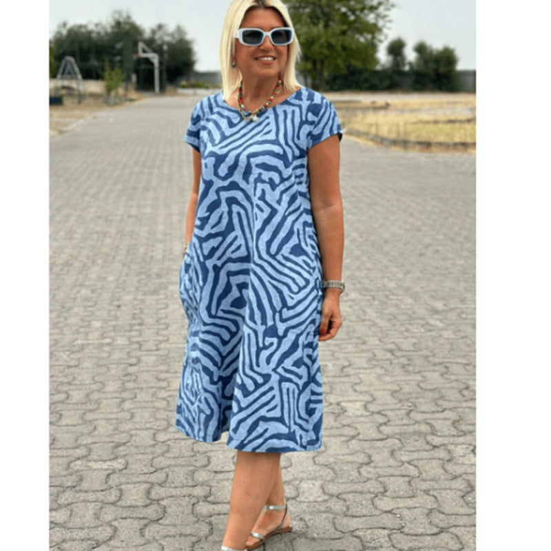 Boho Vintage Casualowa sukienka z nadrukiem👗