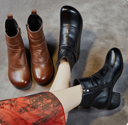 💖2024 Skórzane buty damskie New Retro Hundred