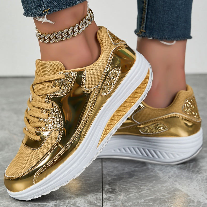 ✨Modne damskie trampki na platformie w stylu Casual Sparkling Style