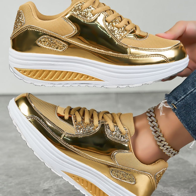 ✨Modne damskie trampki na platformie w stylu Casual Sparkling Style