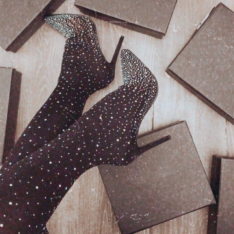 【✨2025 NOWE PRODUKTY】👢WYSOKIE BUTY DAMSKIE Z BŁYSZCZĄCYM KRYSZTAŁEM GÓRSKIM