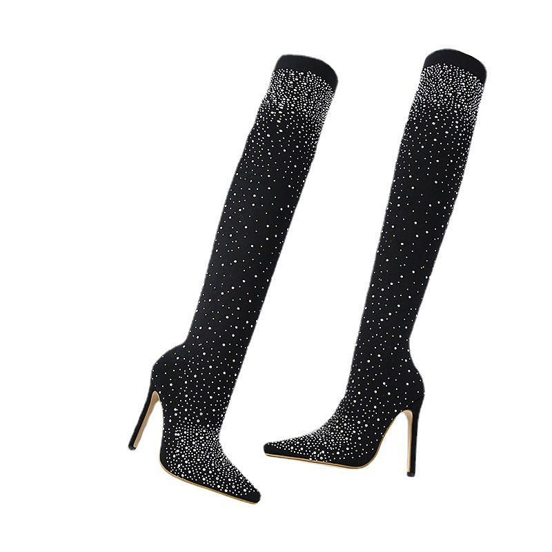 【✨2025 NOWE PRODUKTY】👢WYSOKIE BUTY DAMSKIE Z BŁYSZCZĄCYM KRYSZTAŁEM GÓRSKIM