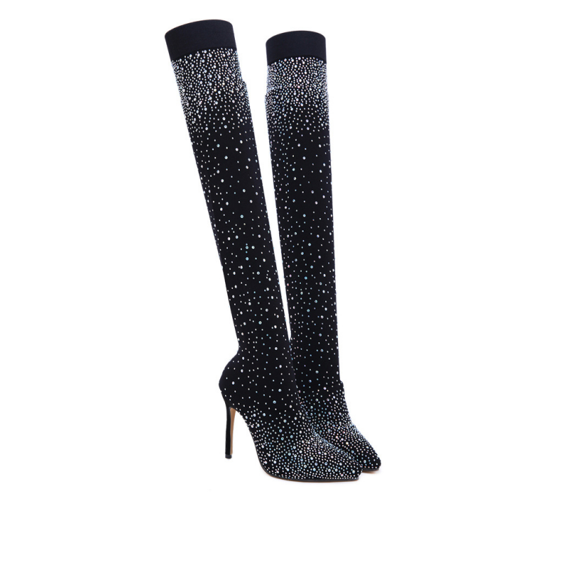 【✨2025 NOWE PRODUKTY】👢WYSOKIE BUTY DAMSKIE Z BŁYSZCZĄCYM KRYSZTAŁEM GÓRSKIM