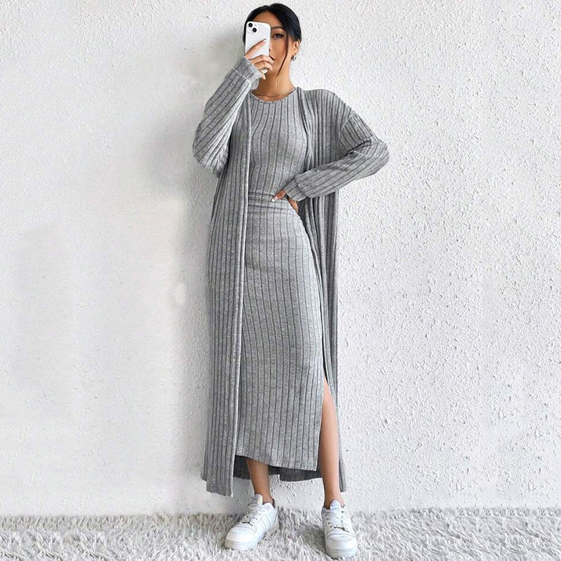👗 ELEGANCKA DAMSKA SUKIENKA I KARDIGAN Z CIENKIEJ DZIANINY