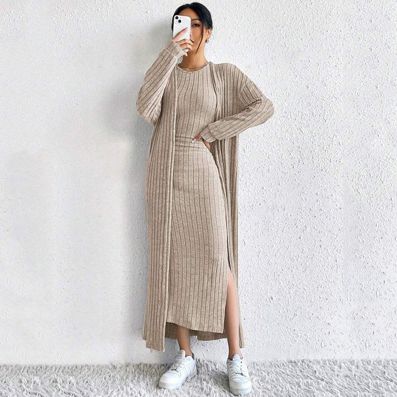 👗 ELEGANCKA DAMSKA SUKIENKA I KARDIGAN Z CIENKIEJ DZIANINY