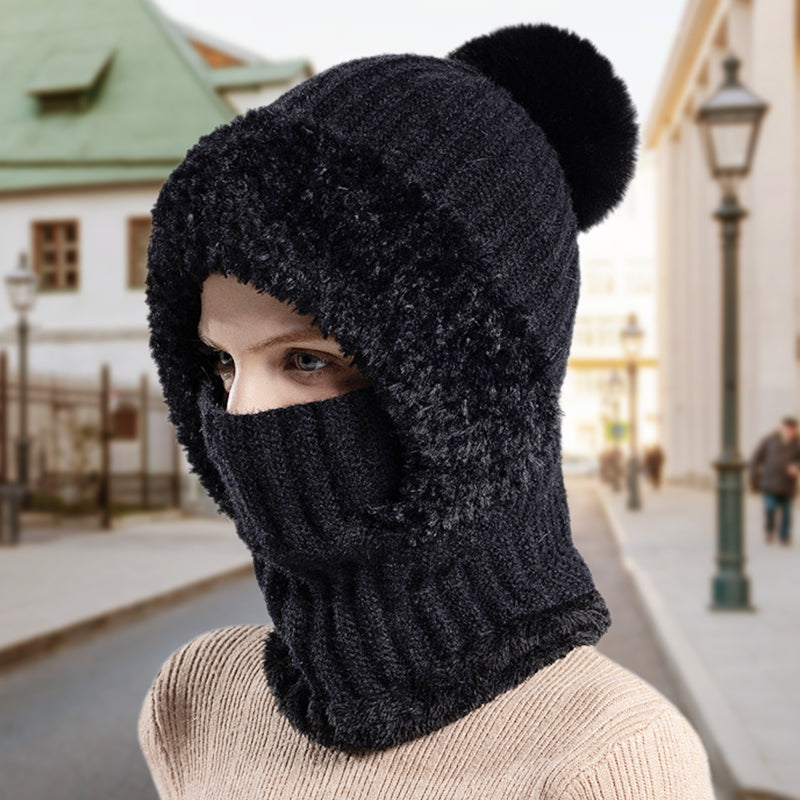 ✨OFERTA ZIMOWA💖 DAMSKA ZIMOWA JEDNOCZĘŚCIOWA DZIANINOWA CZAPKA SZALIK MASKA