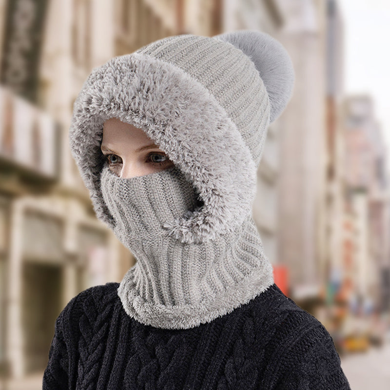 ✨OFERTA ZIMOWA💖 DAMSKA ZIMOWA JEDNOCZĘŚCIOWA DZIANINOWA CZAPKA SZALIK MASKA