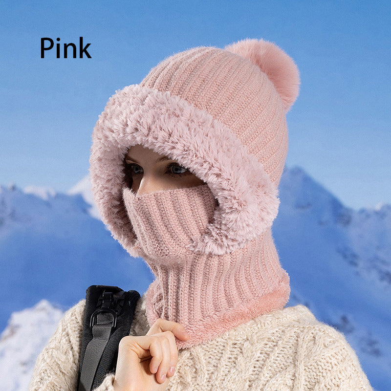 ✨OFERTA ZIMOWA💖 DAMSKA ZIMOWA JEDNOCZĘŚCIOWA DZIANINOWA CZAPKA SZALIK MASKA
