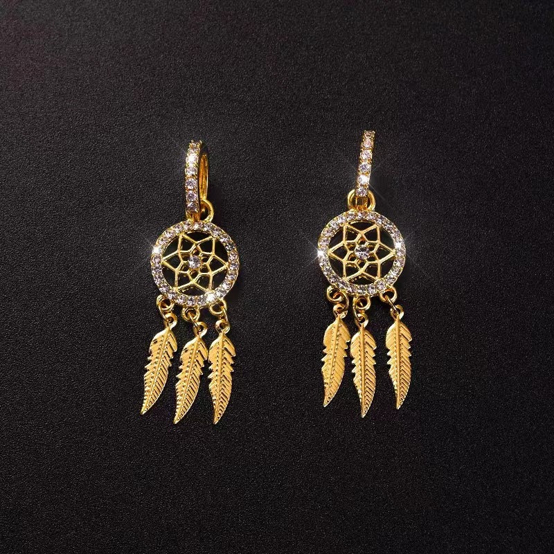 【💞IDEALNY PREZENT】 KOLCZYKI Z KRYSZTAŁOWYMI ZAWIESZKAMI DREAMCATCHER