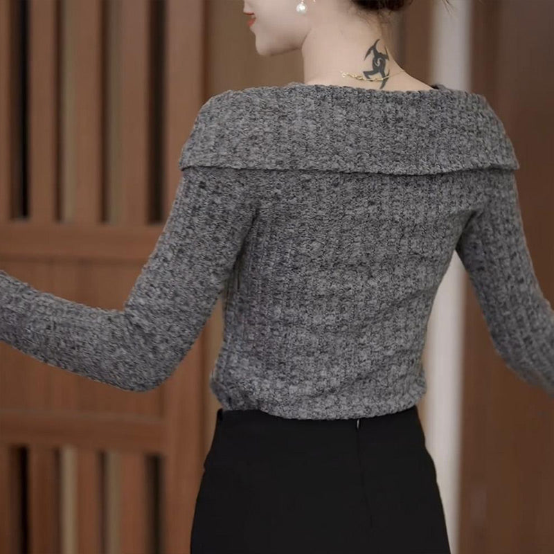 🎀 ELEGANCKI DAMSKI TOP Z DZIANINY Z DŁUGIM RĘKAWEM O DOPASOWANYM KROJU