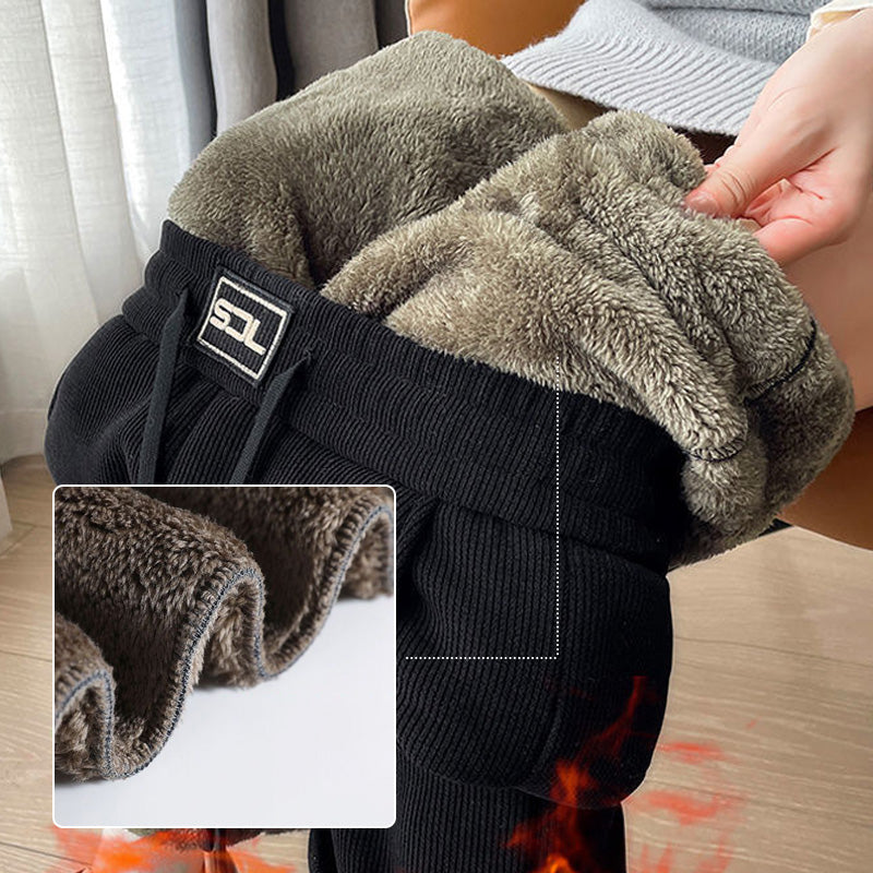 ZNIŻKA ZIMOWA 🐏 CIEPŁE WEŁNIANE SPODNIE POLAROWE Z SZEROKIMI NOGAWKAMI
