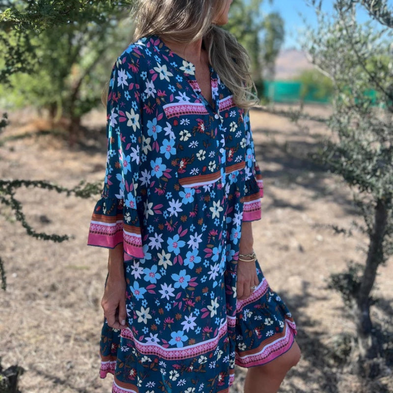 🌸LUŹNA SUKIENKA W KWIATY W ETNICZNYM STYLU