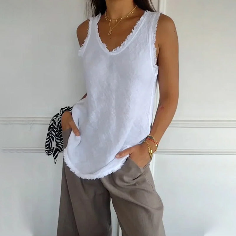 💟【M-3XL】Lniano-bawełniana koszulka bez rękawów dla kobiet✨