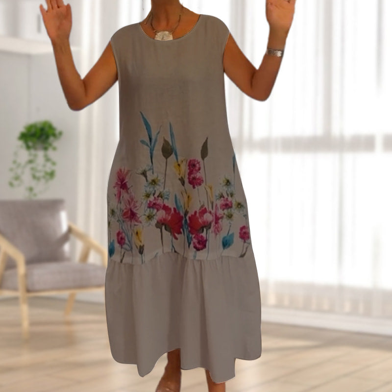 【S-4XL】🌺 LETNIA SUKIENKA DAMSKA - Kwiatowy Wzór & Bezrękawna