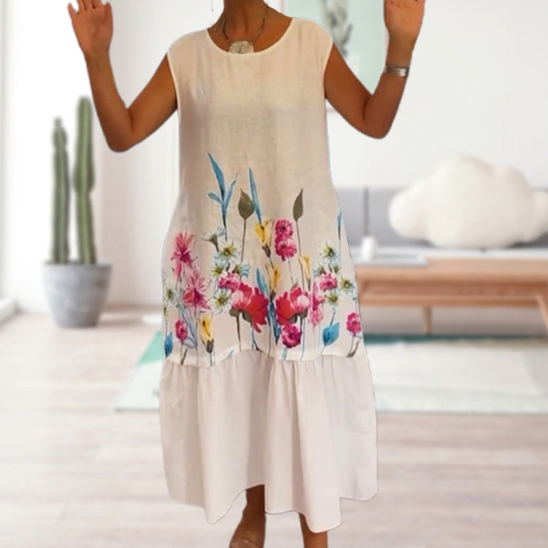 【S-4XL】🌺 LETNIA SUKIENKA DAMSKA - Kwiatowy Wzór & Bezrękawna