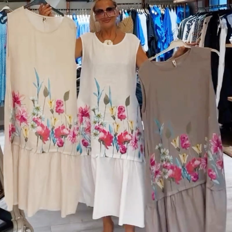 【S-4XL】🌺 LETNIA SUKIENKA DAMSKA - Kwiatowy Wzór & Bezrękawna