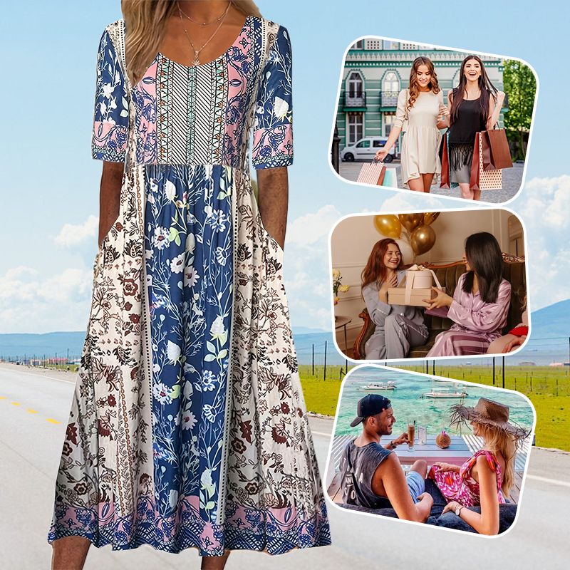 🌺2025 Eleganckie teksturowane sukienki Premium z nadrukiem w stylu boho