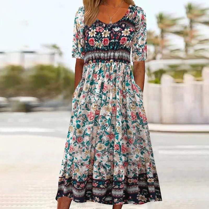 🌺2025 Eleganckie teksturowane sukienki Premium z nadrukiem w stylu boho