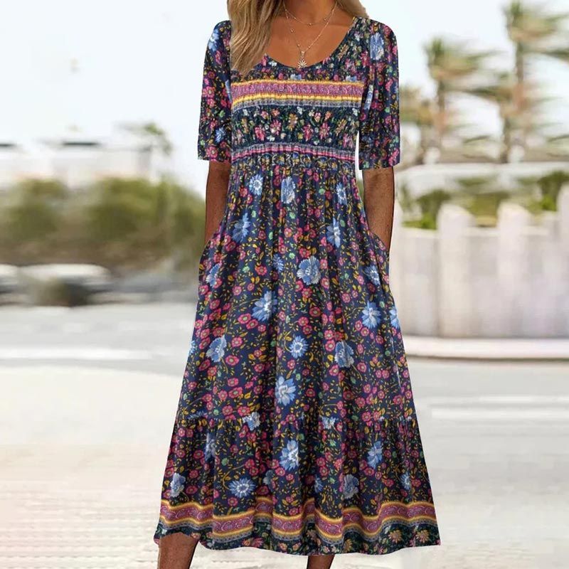🌺2025 Eleganckie teksturowane sukienki Premium z nadrukiem w stylu boho
