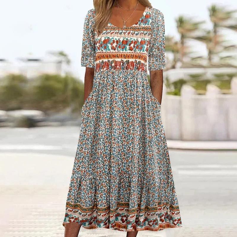🌺2025 Eleganckie teksturowane sukienki Premium z nadrukiem w stylu boho