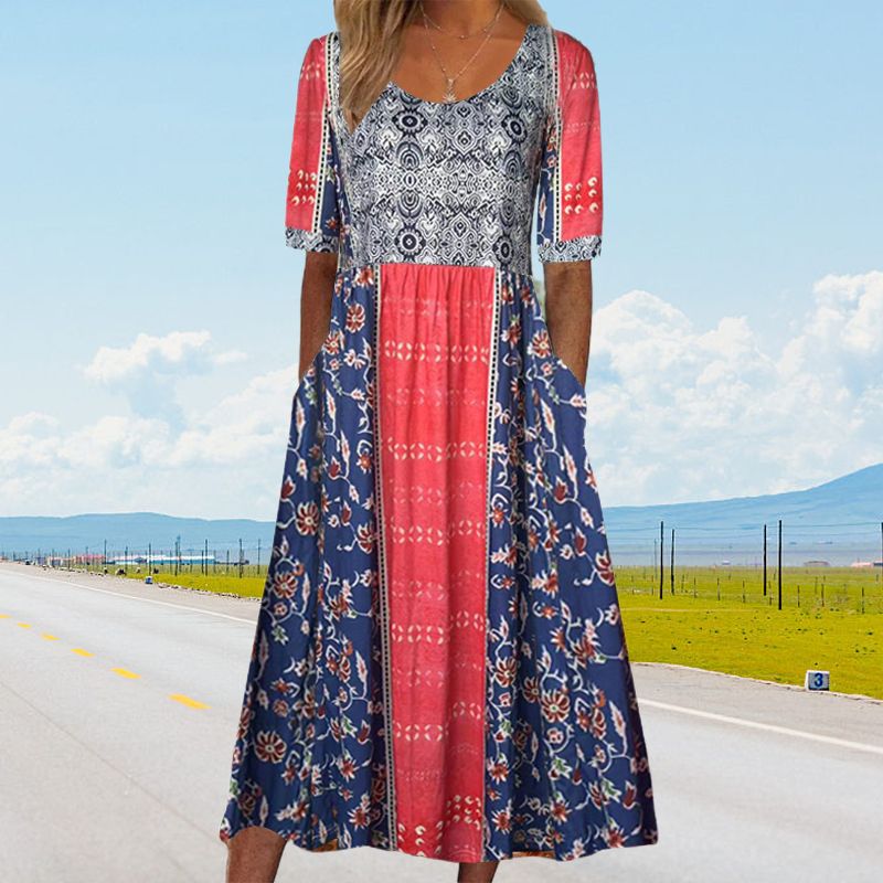 🌺2025 Eleganckie teksturowane sukienki Premium z nadrukiem w stylu boho