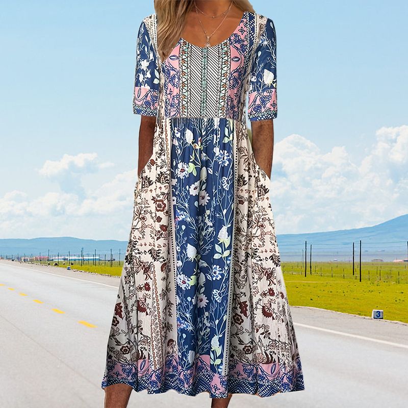 🌺2025 Eleganckie teksturowane sukienki Premium z nadrukiem w stylu boho