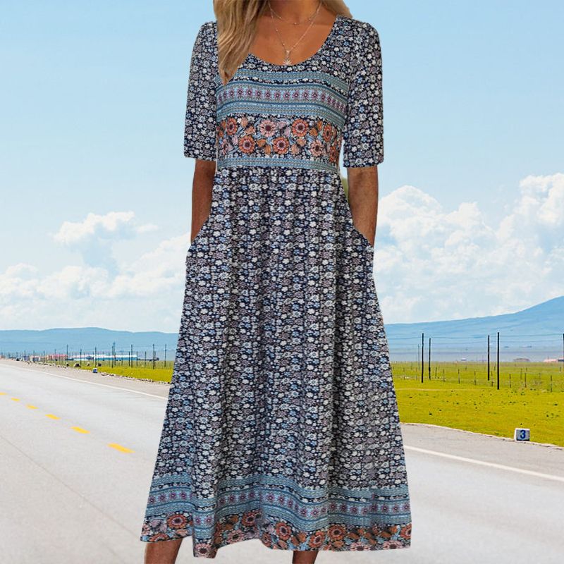 🌺2025 Eleganckie teksturowane sukienki Premium z nadrukiem w stylu boho